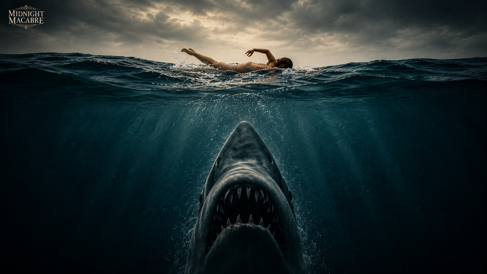 Jaws 1975 cinematic shark image inspired by the classic film